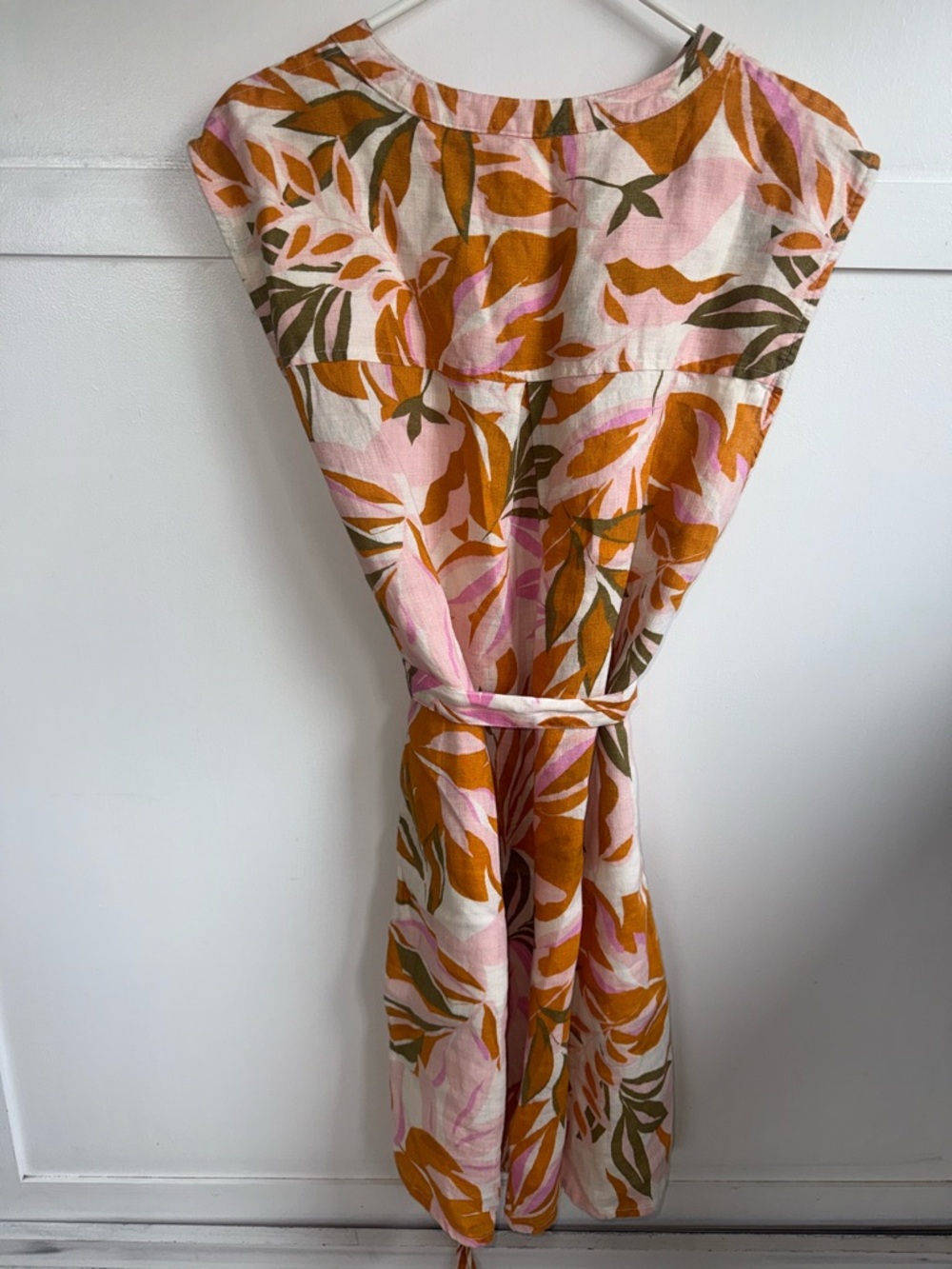 C&C California Linen Dress Womens XL Multicolor Tropical Palm Leaf resort wear - Picture 7 of 10